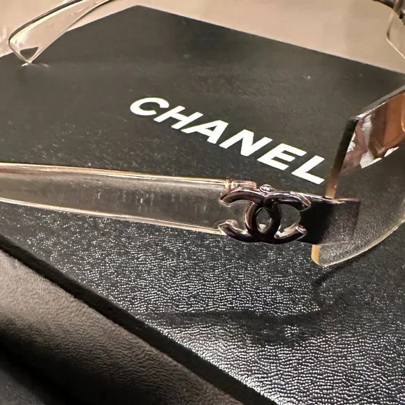 CHANEL Double CC Vintage Rare Silver Rimless Sunglasses - Picture 3 of 13